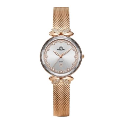 Roscani ROSWS14455 Silver Dial Rose Gold Stainless Steel Strap Analog Women Watch